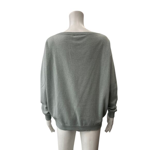 $995 Brunello Cucinelli Sage Teal Cashmere V-Neck Pullover Sweater size Small - Picture 4 of 10